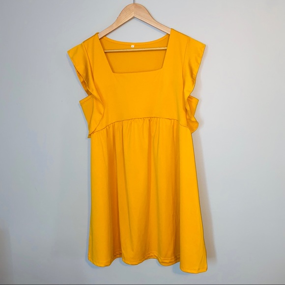 Square Neck Ruffle Trim Smock Dress - Picture 2 of 3